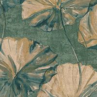 Обои Grandeco Elementum EE 2005 Винил на флизелине (0,53*10,05) Зеленый/Бежевый/Коричневый, Листья/Цветы — фото 1, Обои для стен