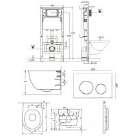 Комплект унитаза с инсталляцией Orange CI07-100W+APB144 с сиденьем Микролифт и Черной матовой клавишей смыва — фото 16, Комплекты унитаз + инсталляция
