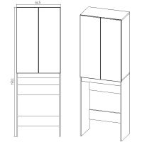 Шкаф пенал VIANT Бостон 65 VBOS645-SHSM над стиральной машиной Белый Дуб Вотан — фото 6, Мебель для ванной