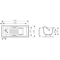 Товар: Чугунная ванна Kaiser 170х80 КВ-1705 с антискользящим покрытием - фото 3 Чугунная ванна Kaiser 170х80 КВ-1705 с антискользящим покрытием — фото 3, Ванны