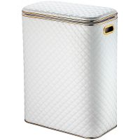 Корзина для белья Geralis SWG-B Ромб стежка Белая, кант Золото, стандартная — фото 1, Корзины для белья