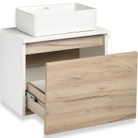 Тумба под раковину Runo Бари 50 00-00001373 подвесная Крафт дуб Белая — фото 3, Тумбы под раковину