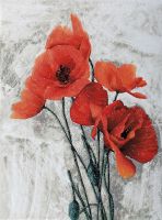 Фреска Ortograf Цветы 11759 Фактура бархат FX Флизелин (2*2,7) Серый/Красный, Цветы/Живопись — фото 2, Фрески