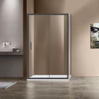 Душевой уголок Vincea Garda 120x80 VSR-1G8012CLGM профиль Вороненая сталь стекло прозрачное — фото 1, Прямоугольные душевые уголки