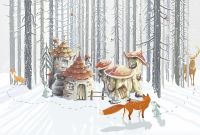 Фреска детская Ortograf Для самых маленьких 32965 Фактура флок FLK Флизелин (4*2,7) Серый/Разноцветный, Домики/Пейзаж/Животные — фото 2, Фрески