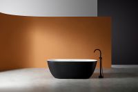 Ванна из искусственного камня Abber Frankfurt 170x75 AM9941BW Черно-белая матовая без гидромассажа — фото 3, Ванны из искусственного камня