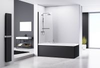 Товар: Шторка на ванну Abber Immer Offen 80х140 AG70080B профиль Черный стекло прозрачное - фото 2 Шторка на ванну Abber Immer Offen 80х140 AG70080B профиль Черный стекло прозрачное — фото 2, Неподвижные шторки для ванной