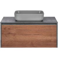 Тумба под раковину Vincea Mesa 100 VMC-2MS100TB подвесная T.Oak  Beton — фото 2, Тумбы под раковину