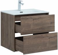 Тумба под раковину Aquanet Lino 60 Flat 287541 подвесная Дуб Веллингтон — фото 4, Тумбы под раковину