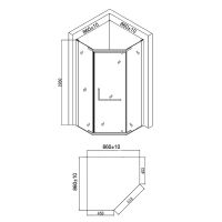 Душевой уголок Agger 90x90 A03-090TCR/G профиль Хром стекло прозрачное — фото 5, Душевые уголки трапеция