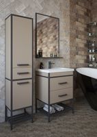 Тумба под раковину Sanflor Норд 60 С08106 Тауп Черный муар — фото 4, Тумбы под раковину