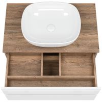 Тумба под раковину Brevita Dakota 80 DAK-09080-19/01-2Я подвесная Белая матовая Дуб Галифакс олово — фото 5, Мебель для ванной