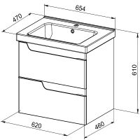 Тумба с раковиной Orange Topline-Milano 65 TP-M65-02+RA подвесная Белый глянец — фото 6, Тумбы с раковиной