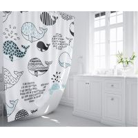 Товар: Шторка для ванны Fixsen Design Flux FX-2511 180х200 Белая с китами - фото 2 Шторка для ванны Fixsen Design Flux FX-2511 180х200 Белая с китами — фото 2, Аксессуары для туалета