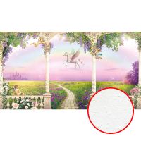 Фреска детская Ortograf Сказочная страна 33301 Фактура бархат FX Флизелин (4,9*2,7) Зеленый/Розовый, Животные/Пейзаж — фото 1, Фрески