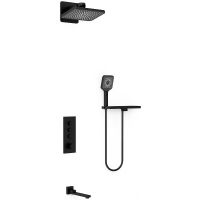 Душевая система Vincea Inspire VSFW-433TI4RMB с термостатом Черная матовая — фото 1, Встраиваемые душевые комплекты