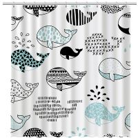 Шторка для ванны Fixsen Design Flux FX-2511 180х200 Белая с китами — фото 1, Аксессуары для туалета