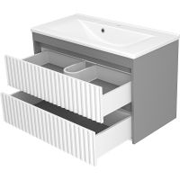 Товар: Тумба с раковиной Brevita Balaton 90 УТ000012300 подвесная Белая матовая Серая матовая - фото 4 Тумба с раковиной Brevita Balaton 90 УТ000012300 подвесная Белая матовая Серая матовая — фото 4, Мебель для ванной