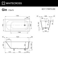 Ванна из искусственного камня Whitecross Gin 170x75 0217.170075.200 Белая матовая без гидромассажа — фото 5, Ванны