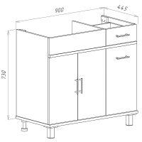 Тумба с раковиной Misty Купер 90 УТ000011591 с бельевой корзиной Белая — фото 7, Тумбы с раковиной