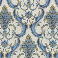 Обои Emiliana Parati Damasco Reale 73402 Винил на флизелине (1,06*10,05) Бежевый/Голубой/Золото, Дамаск — фото 1, Обои для стен