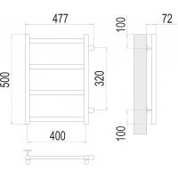 Водяной полотенцесушитель Terminus Аврора П4 400х500 бп320 4670078529855 Хром, боковое подключение, G 1" НР — фото 4, Водяные полотенцесушители