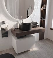 Тумба с раковиной STWORKI Ольборг 100 481933 подвесная Белая матовая Дуб карпентер — фото 12, Тумбы с раковиной