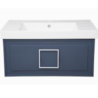 Тумба под раковину La Fenice Cubo 80 подвесная Синяя матовая арт-FNC-01-CUB-BG-80 — фото 2, Тумбы под раковину