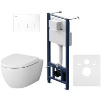 Комплект унитаза с инсталляцией AM.PM Awe IS47001.111738 с сиденьем Микролифт и Белой клавишей смыва — фото 1, Комплекты унитаз + инсталляция