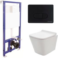 Комплект унитаза AQUAme AQM2004 с инсталляцией Berges Novum D5 040235 с сиденьем Микролифт и Черной матовой клавишей смыва — фото 1, Комплекты унитаз + инсталляция