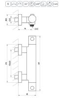 Смеситель для душа Ravak Puri PU 033.20/150 X070188 с термостатом Черный матовый — фото 4, Смеситель для душа