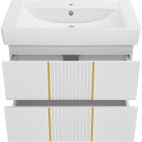 Товар: Тумба с раковиной Brevita Vega 80 УТ000022670 подвесная Белая матовая Золото - фото 3 Тумба с раковиной Brevita Vega 80 УТ000022670 подвесная Белая матовая Золото — фото 3, Мебель для ванной