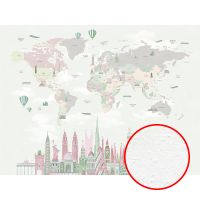 Фреска детская Ortograf Little Friends 34380 Фактура бархат FX Флизелин (4*3) Зеленый/Розовый, Карты/Город — фото 1, Фрески