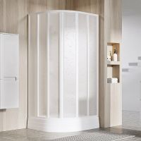 Душевой уголок Ravak Supernova SKKP6-90 90x90 3207O10211 профиль Белый витраж пластик Pearl — фото 1, Душевые уголки четверть круга