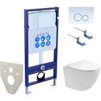 Комплект унитаза с инсталляцией Aquatek с сиденьем Микролифт и Белой клавишей смыва арт-SET AQUATEK ЕВРОПА T KDI15 — фото 1, Комплекты унитаз + инсталляция
