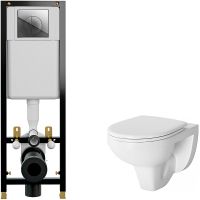 Комплект унитаза Damixa Jupiter DX77C1738SC с инсталляцией Cersanit Black 35 S-IN-BLACK-Cg-w с сиденьем Микролифт и клавишей смыва Хром — фото 1, Унитазы