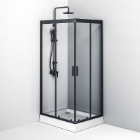 Товар: Душевой уголок AM.PM Gem S 100х80 W93G-404-100280-BT профиль Черный матовый стекло прозрачное - фото 4 Душевой уголок AM.PM Gem S 100х80 W93G-404-100280-BT профиль Черный матовый стекло прозрачное — фото 4, Прямоугольные душевые уголки