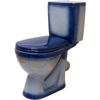 Унитаз компакт Rosa Лира 4620008192079 Синий декор с бачком и сиденьем — фото 1, Напольные унитазы