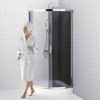 Душевой уголок AM.PM Like Solo Slide 90x90 W83G-315-090CG профиль Хром глянцевый стекло тонированное — фото 6, Душевые уголки четверть круга