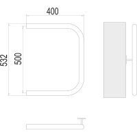 Водяной полотенцесушитель Terminus П-образный (1) 500х400 4620768881459 Хром, боковое подключение, G 1" НР — фото 3, Водяные полотенцесушители