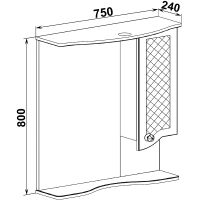 Зеркало со шкафом Runo Милано 75 R УТ000002098 с подсветкой Белое — фото 5, Мебель для ванной