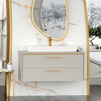 Товар: Тумба с раковиной Brevita Elche 100 УТ000022433 подвесная Серый кашемир Золото - фото 5 Тумба с раковиной Brevita Elche 100 УТ000022433 подвесная Серый кашемир Золото — фото 5, Мебель для ванной