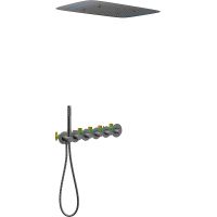 Душевая система Timo Saona SX-2319/18SM с термостатом Черное золото — фото 1, Встраиваемые душевые комплекты