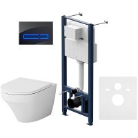Комплект унитаза с инсталляцией AM.PM Inspire FlashClean IS450A38.501700 с сиденьем Микролифт и Черной клавишей смыва — фото 1, Комплекты унитаз + инсталляция