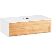 Тумба под раковину Ravak SD Step 100 X000001417 подвесная Белая Дуб — фото 1, Тумбы под раковину