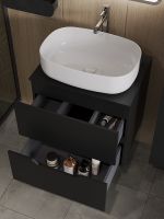 Тумба с раковиной Orange Line 60 Li-60TubMDF+B07-540W подвесная Черная матовая — фото 4, Мебель для ванной