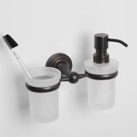 Дозатор для жидкого мыла WasserKRAFT Isar со стаканом для зубных щеток Темная бронза арт-K-7389 — фото 2, Дозаторы