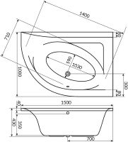 Акриловая ванна Excellent Aquarella 150x100 R WAEX.ARP15WH без гидромассажа — фото 4, Ванны