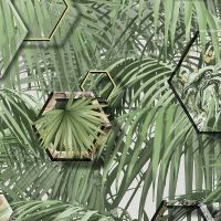 Обои Solo Liberty E202506 Винил на флизелине (1,06*10) Зеленый, Листья/Геометрия — фото 1, Обои для стен