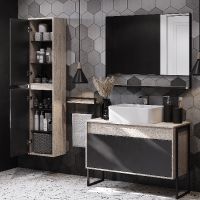 Тумба под раковину Aquaton Лофт Урбан 100 1A247701LQX60 подвесная Cерый графит Дуб орегон — фото 16, Мебель для ванной